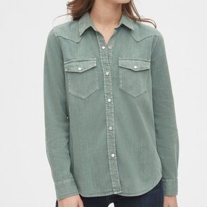 GAP Western Demin Button Up - SAGE GREEN - Size  L